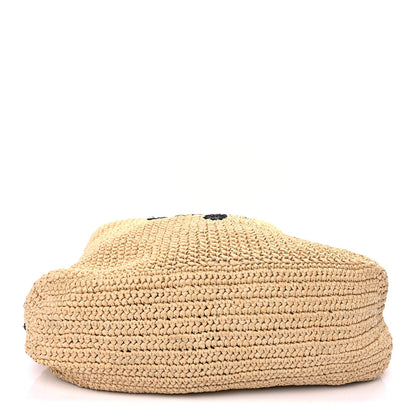 Prada Yarn Raffia Effect Crochet Embroidered Logo Tote Naturale 3 of 9