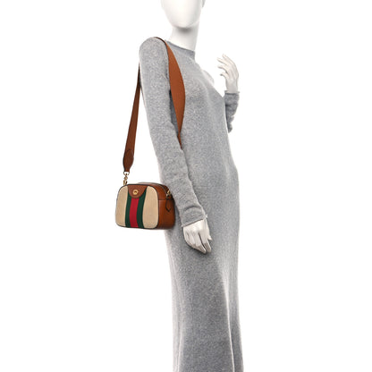 Gucci Vintage Canvas Web Shoulder Bag Sand Cuir 2 of 12