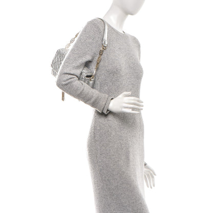 Versace Metallic Nappa Barocco Quilted Calliope Vanitas Shoulder Bag Silver 3 of 7