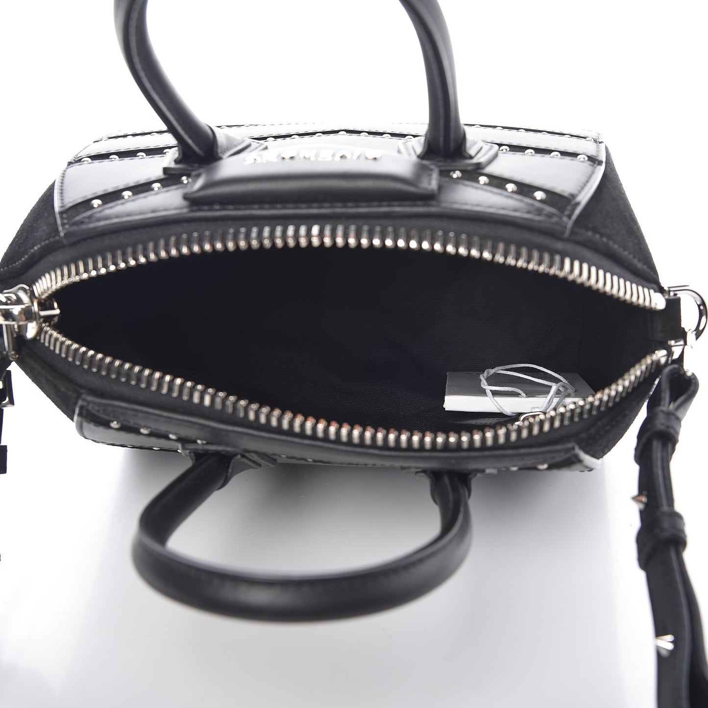 Calfskin Suede Mini Studded Chevron Antigona Black