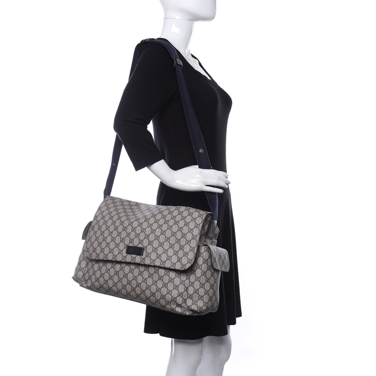 GG Plus Monogram Messenger Diaper Bag Navy
