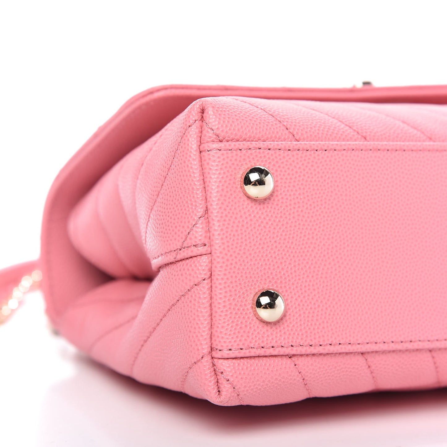 Caviar Chevron Quilted Mini Coco Handle Flap Pink