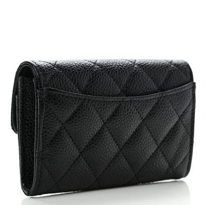 Chanel Caviar Quilted Flap Card Holder Wallet Black 3 of 9