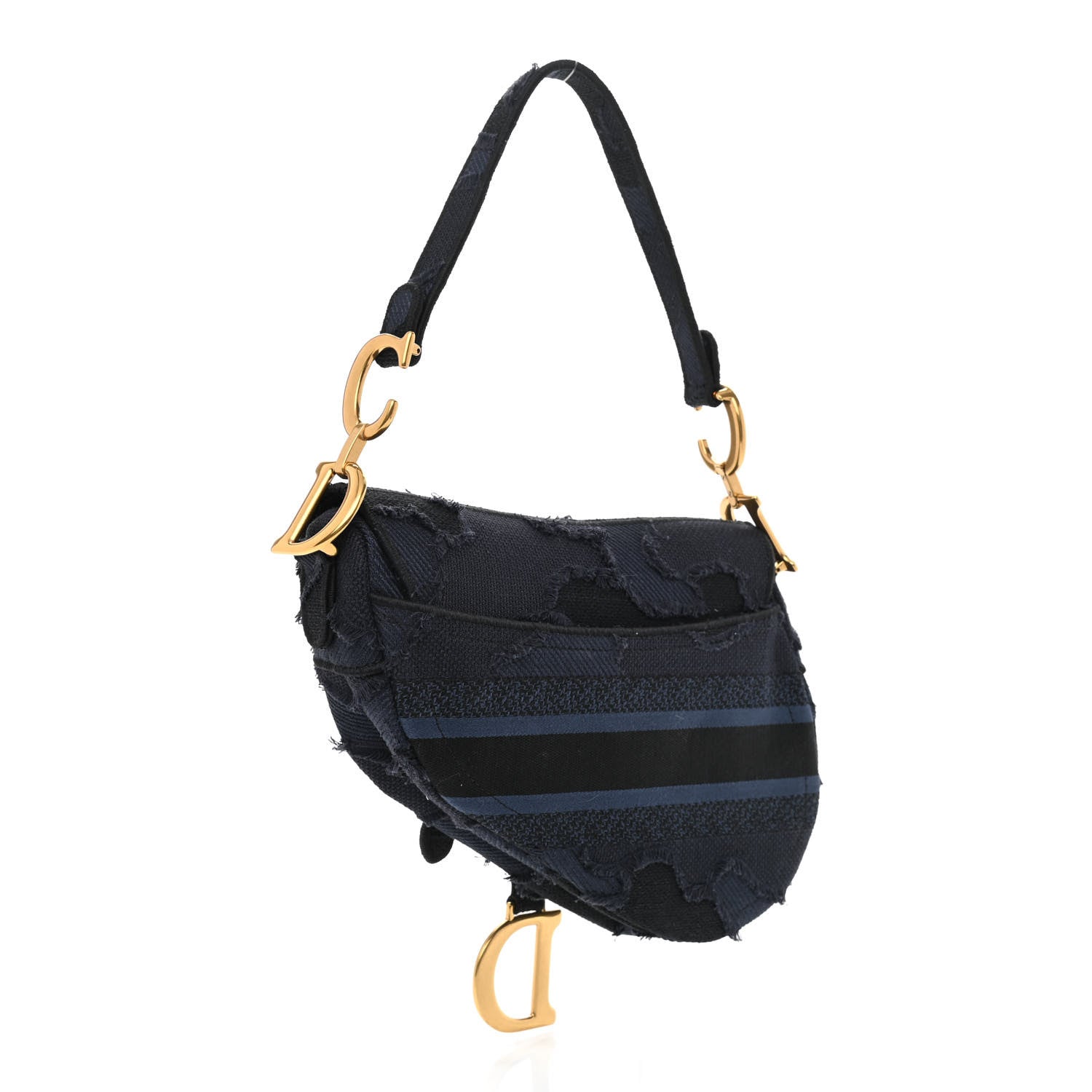 Christian Dior Canvas Embroidered Camouflage Saddle Bag Blue 3 of 11