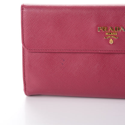 Prada Saffiano Metal Continental Flap Wallet Peonia 9 of 18