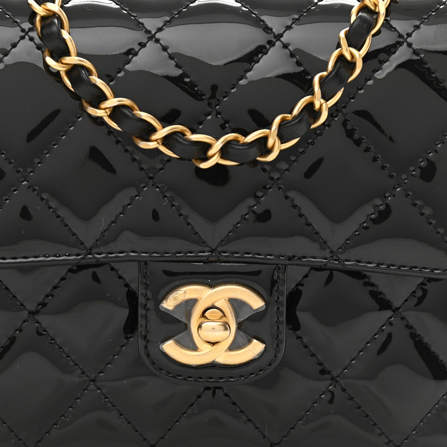 Chanel Patent Calfskin Quilted Mini Square Flap Black 4 of 11