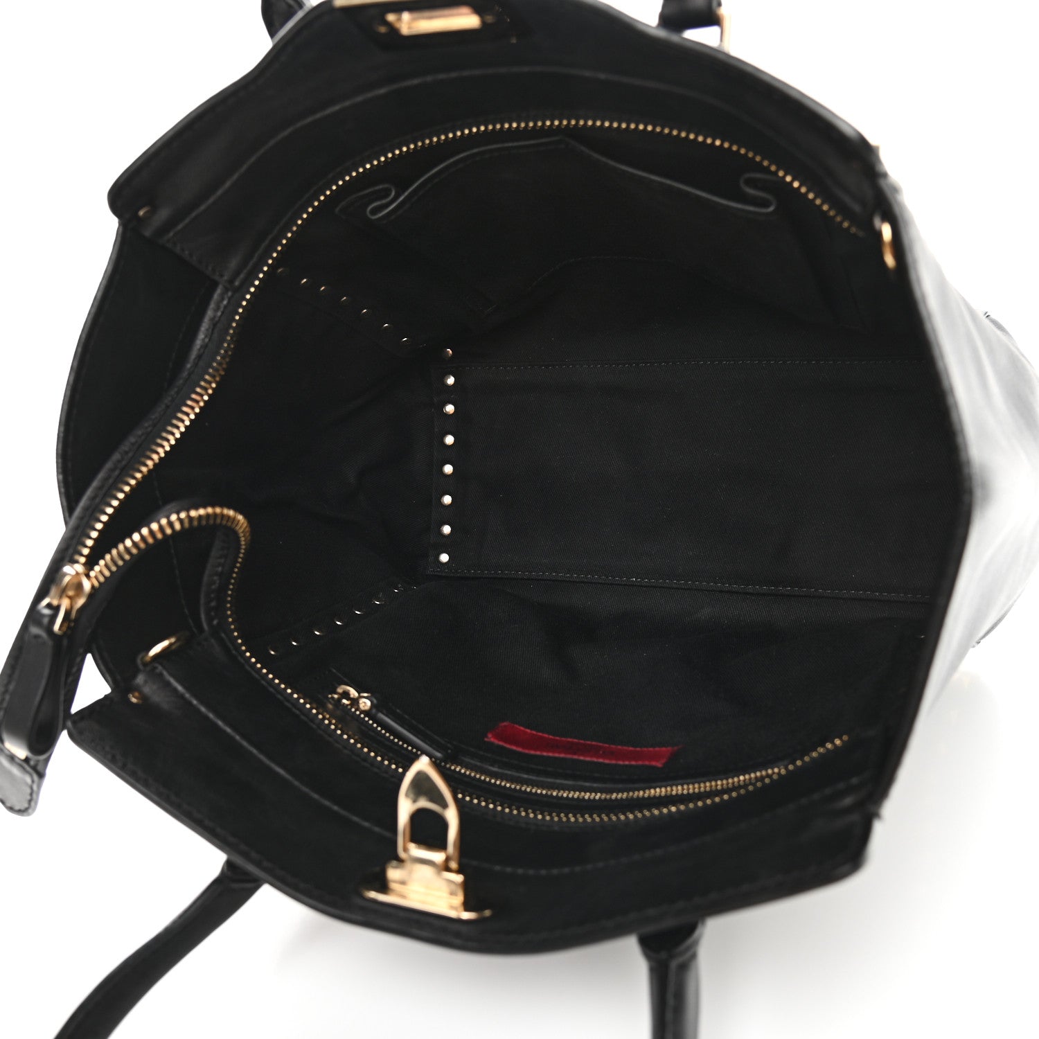 Valentino Garavani Vitello Rockstud Double Handle Tote Black 4 of 10