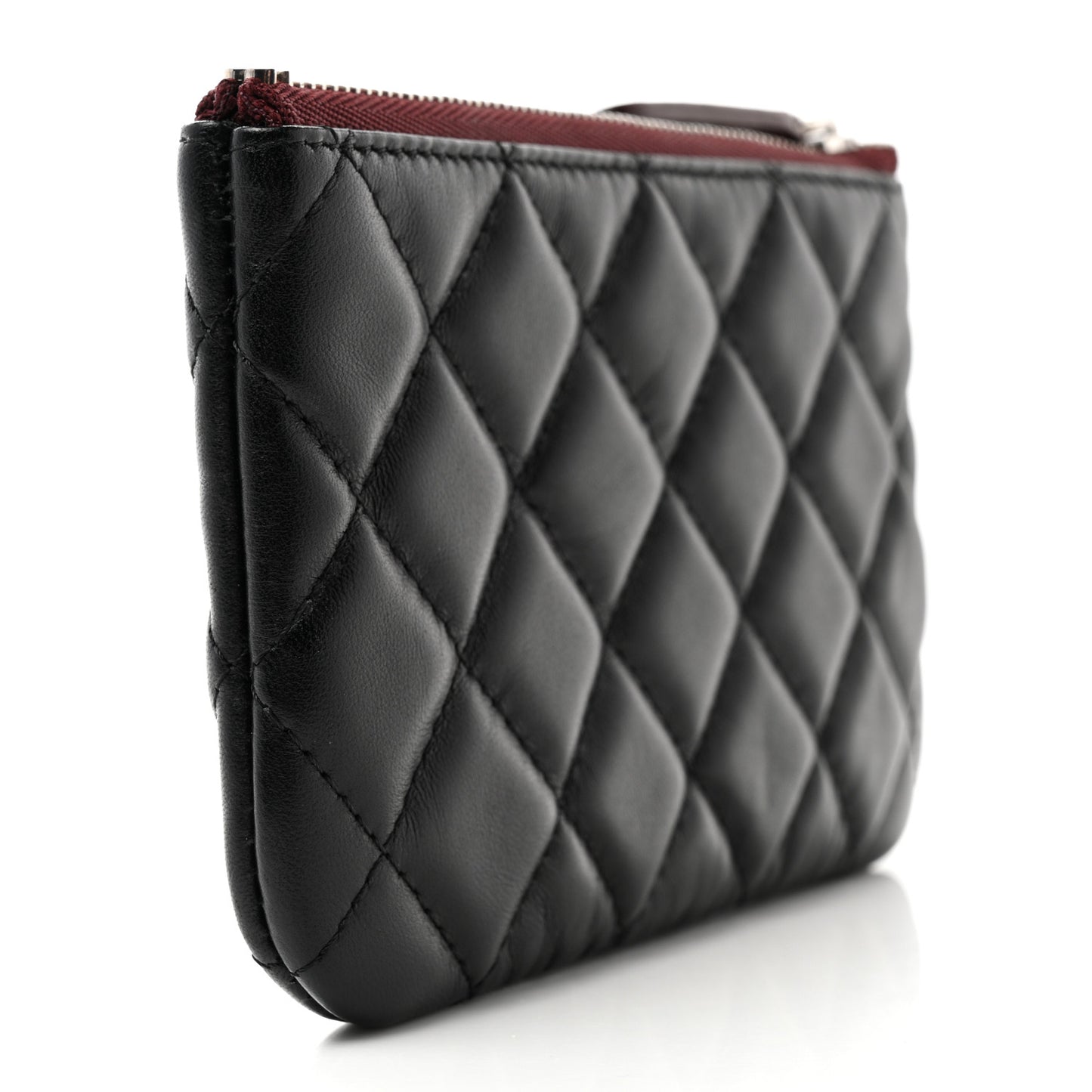 Lambskin Quilted Small Cosmetic Case Black