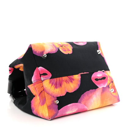 Christian Dior Patent Crystal Embellished Canvas Lips Print Tote Black Multicolor 7 of 26