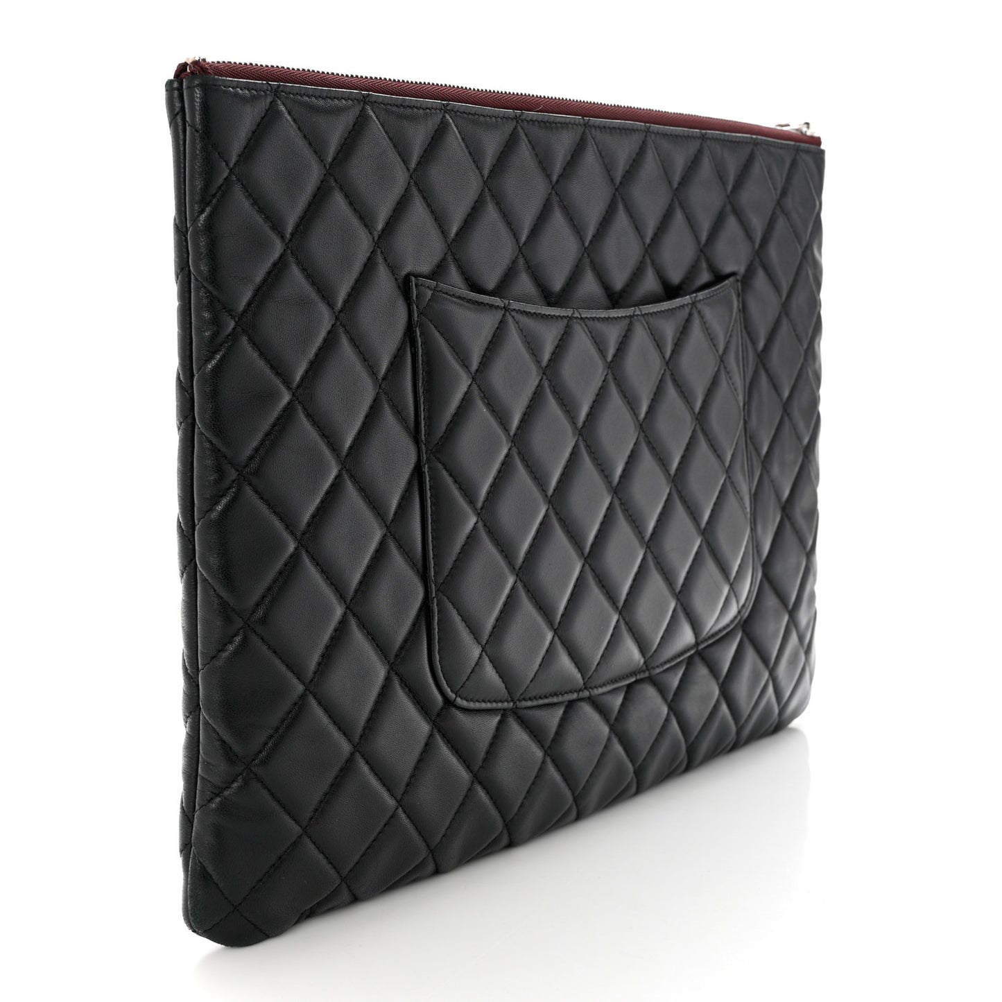Lambskin Quilted Large Cosmetic Case Black
