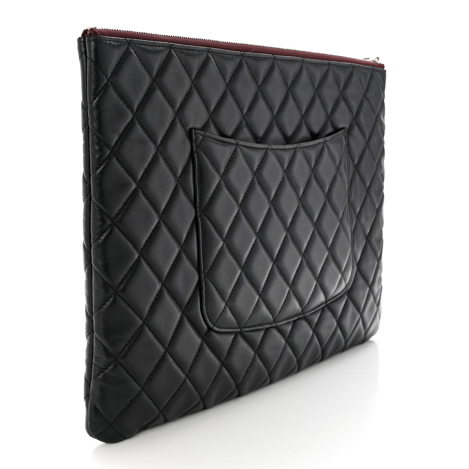 Chanel Lambskin Quilted Large Cosmetic Case Black 3 of 8