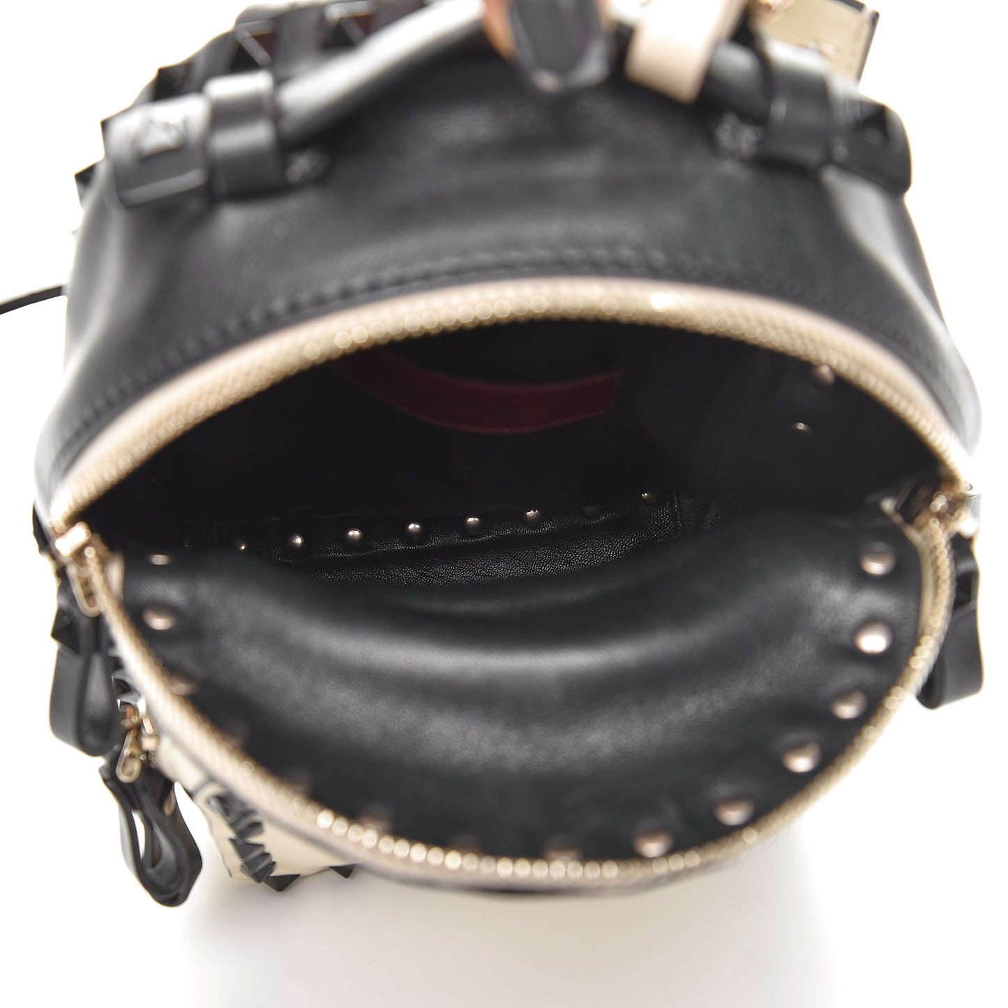 Calfskin Mini Rockstud Backpack Black Light Ivory