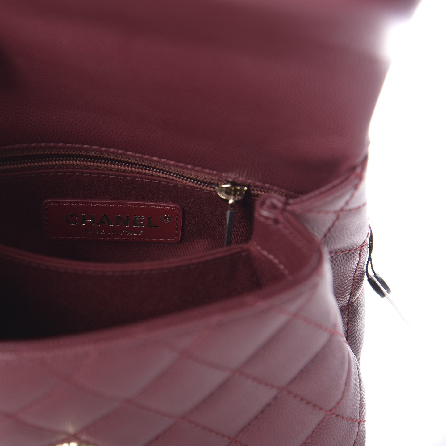 Caviar Quilted Extra Mini Coco Handle Flap Burgundy