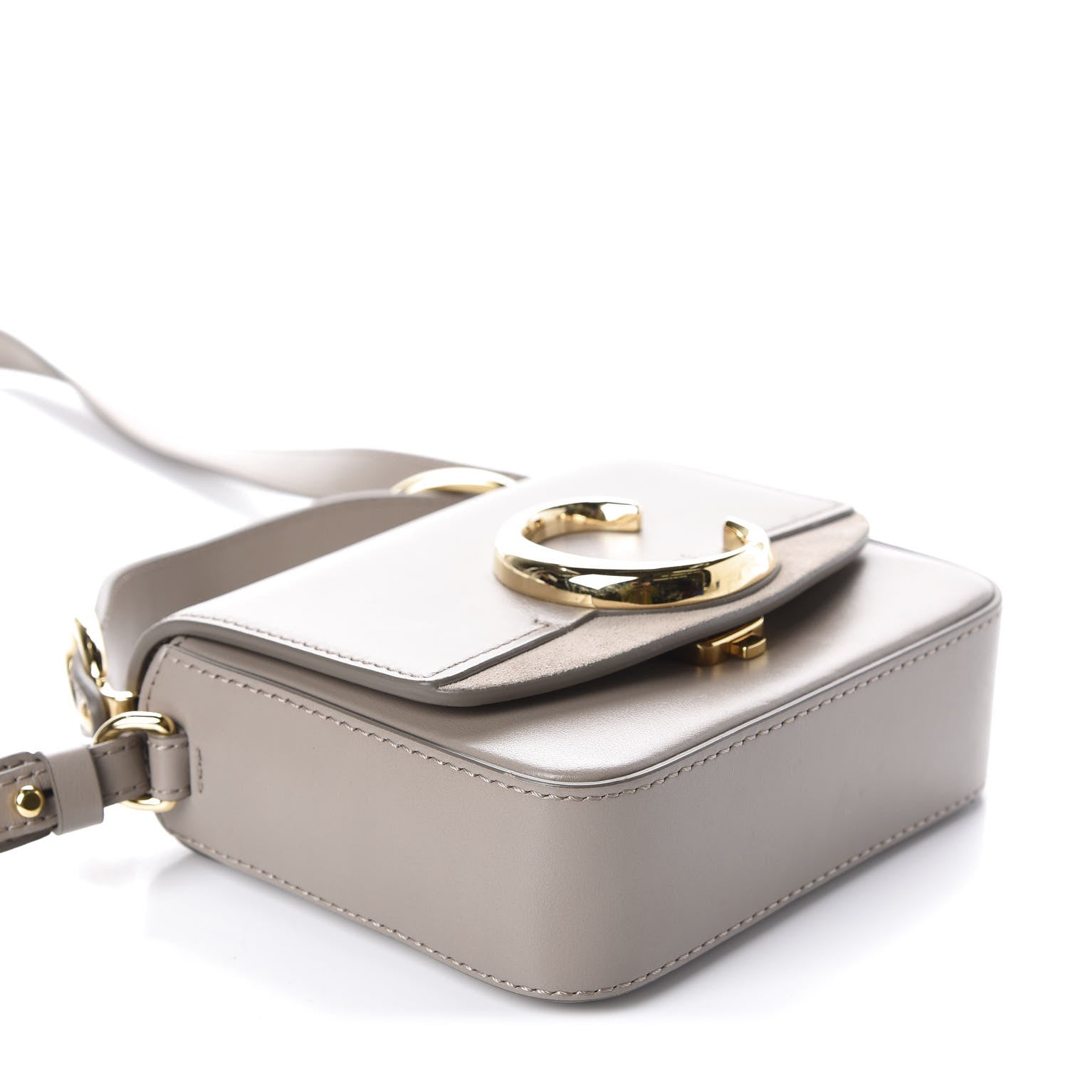 Chloe Shiny Calfskin Suede Mini C Double Carry Motty Grey 4 of 9