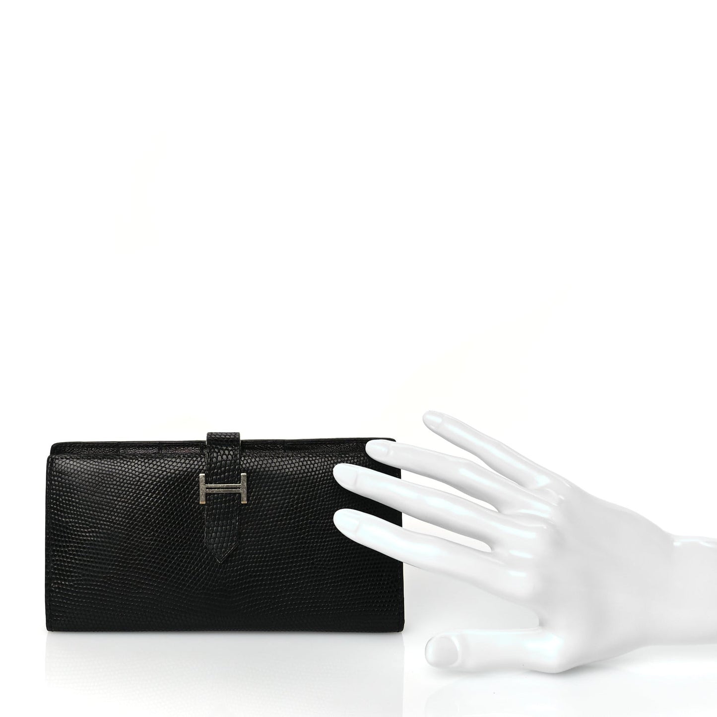 Lizard Varanus Niloticus Bearn Gusset Wallet Black