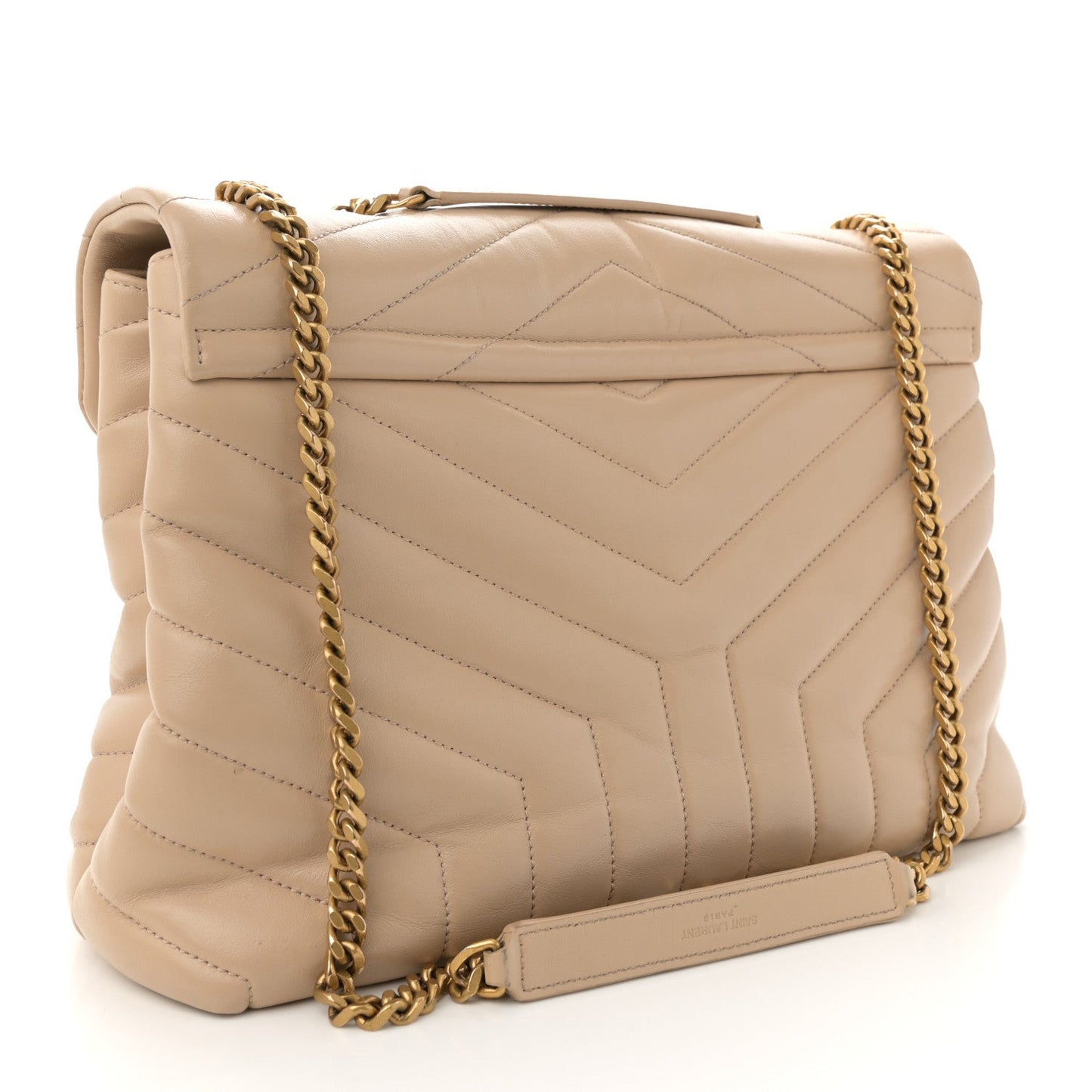 Calfskin Y Quilted Monogram Medium Loulou Chain Satchel Dark Beige