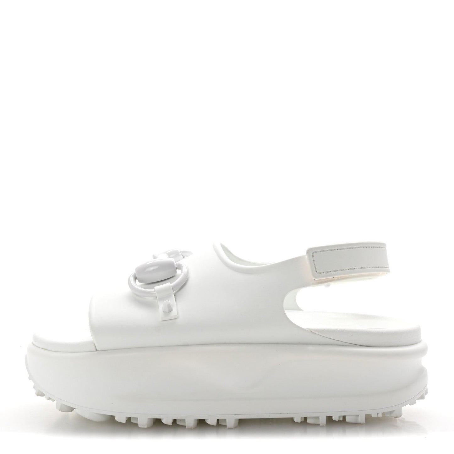Soft Rubber Horsebit Touch Womens Strapped Sandals 37 Great White