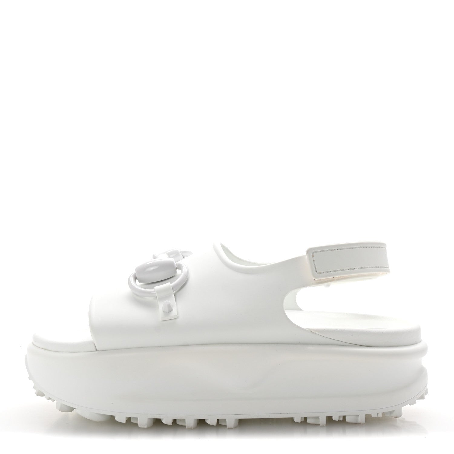 Gucci Soft Rubber Horsebit Touch Womens Strapped Sandals 37 Great White 1 of 7