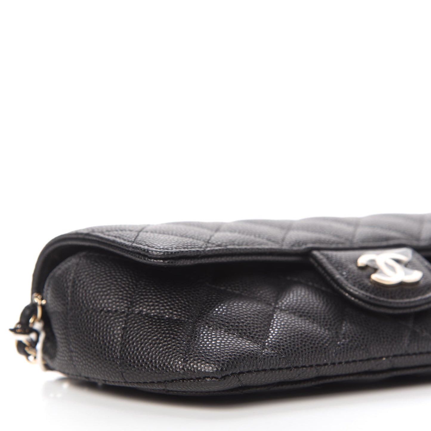 Caviar Quilted Glasses Case With Chain Black