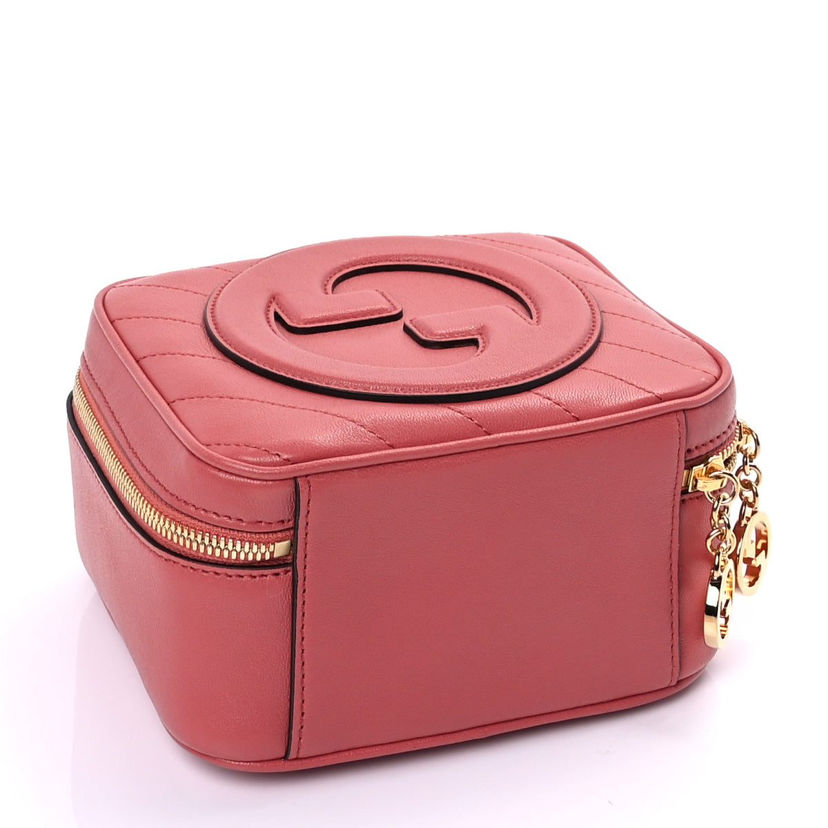 Sakai Be Green Calfskin Diagonal Stitched Blondie Top Handle Bag Pink