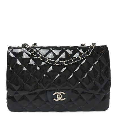 Chanel Patent Quilted Jumbo Single Flap Navy 1 of 10