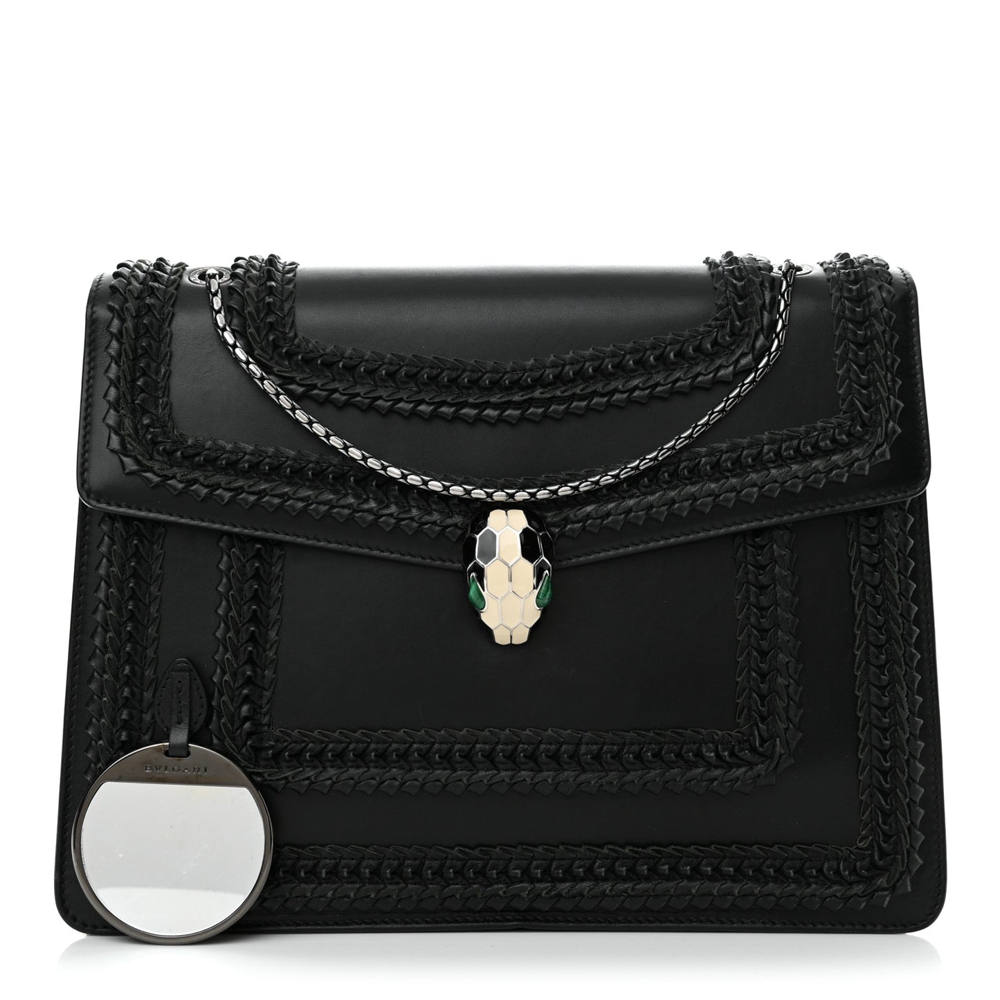 Calfskin Plisse Serpenti Forever Crossbody Bag Black