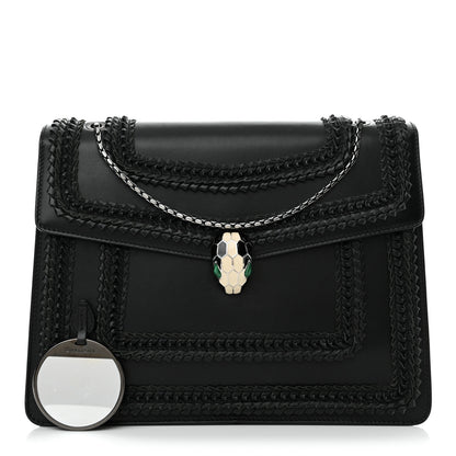 Bulgari Calfskin Plisse Serpenti Forever Crossbody Bag Black 3 of 15