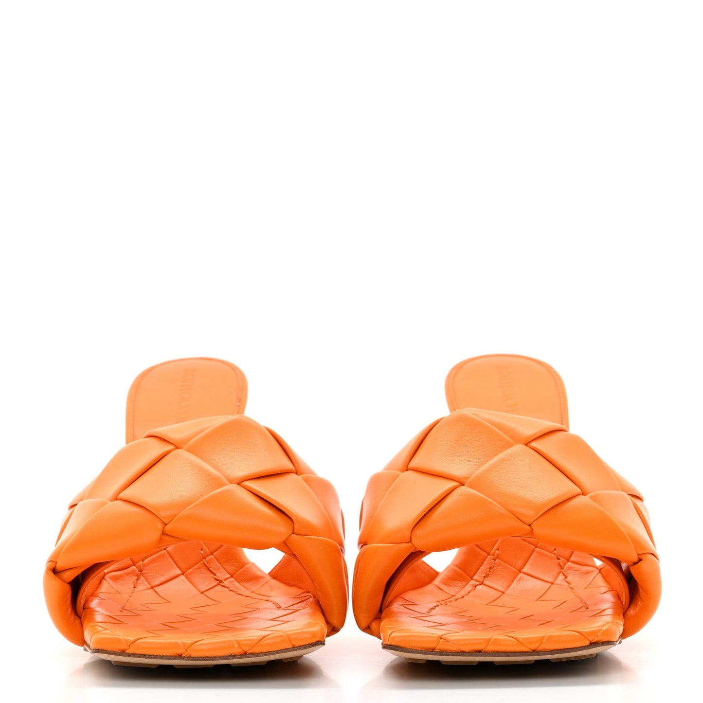 Nappa Maxi Intrecciato Lido Mule Sandals 37 Tangerine