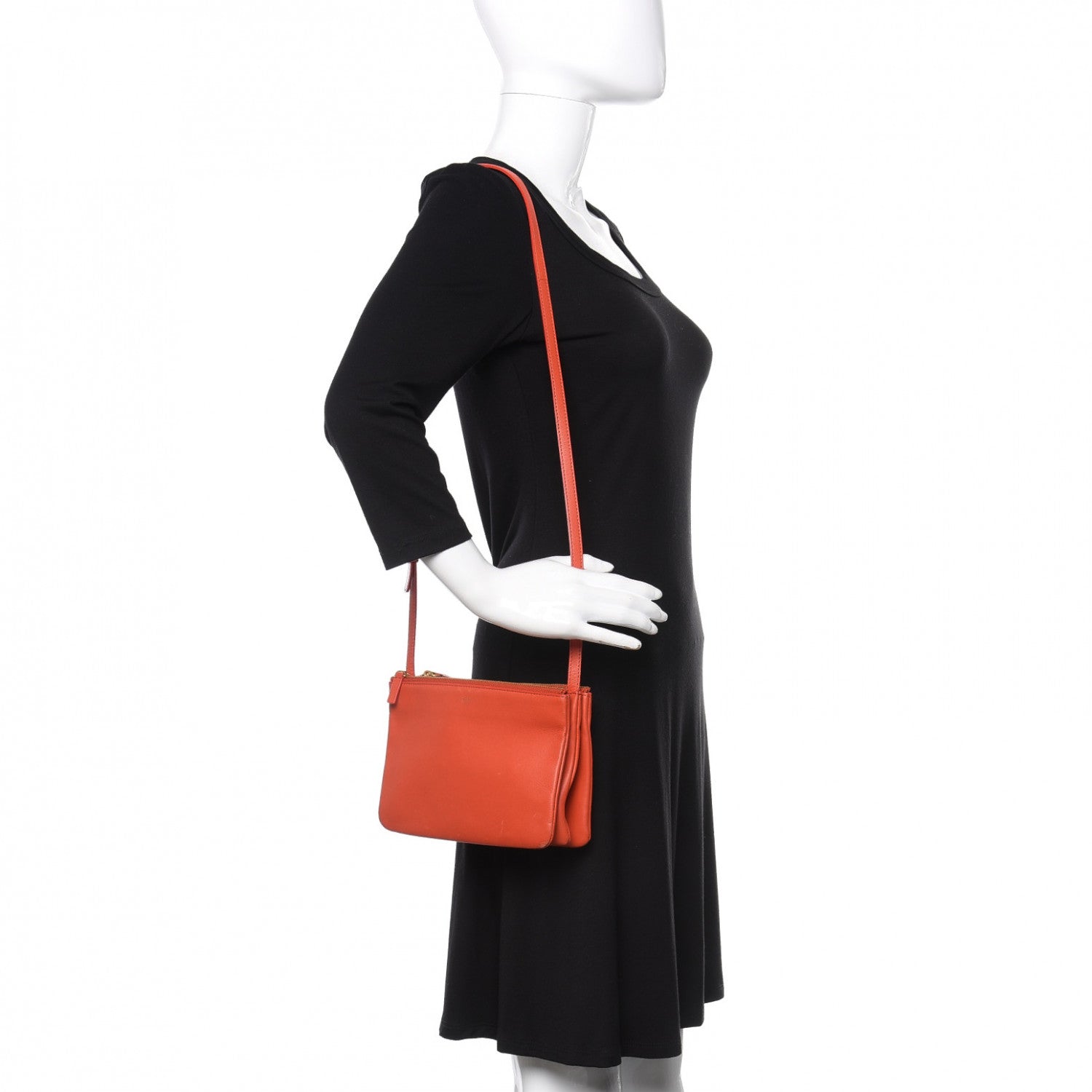 Celine Lambskin Small Trio Crossbody Bag Light Ruby 3 of 9