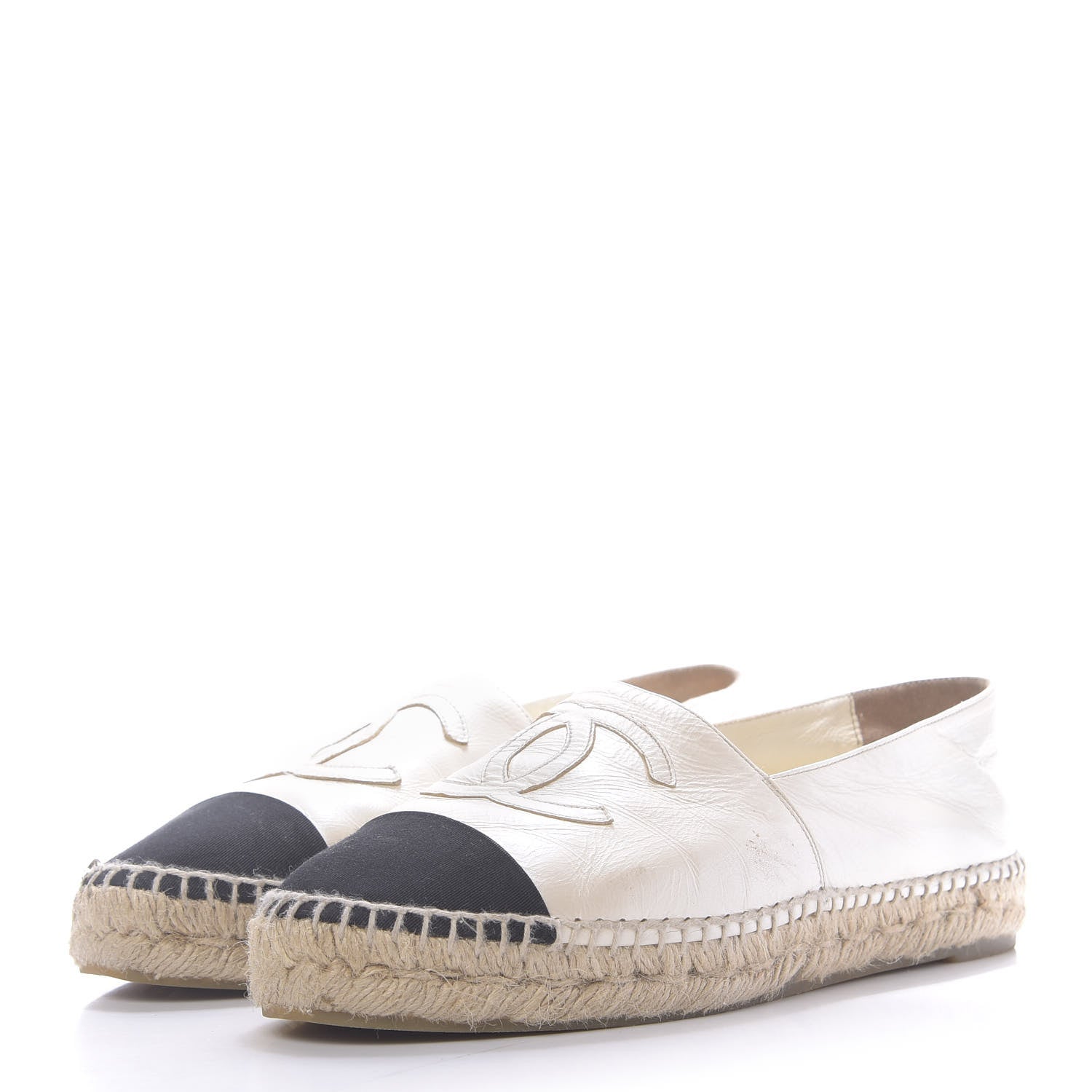 Chanel Lambskin CC Espadrilles 38 Beige Black 3 of 11