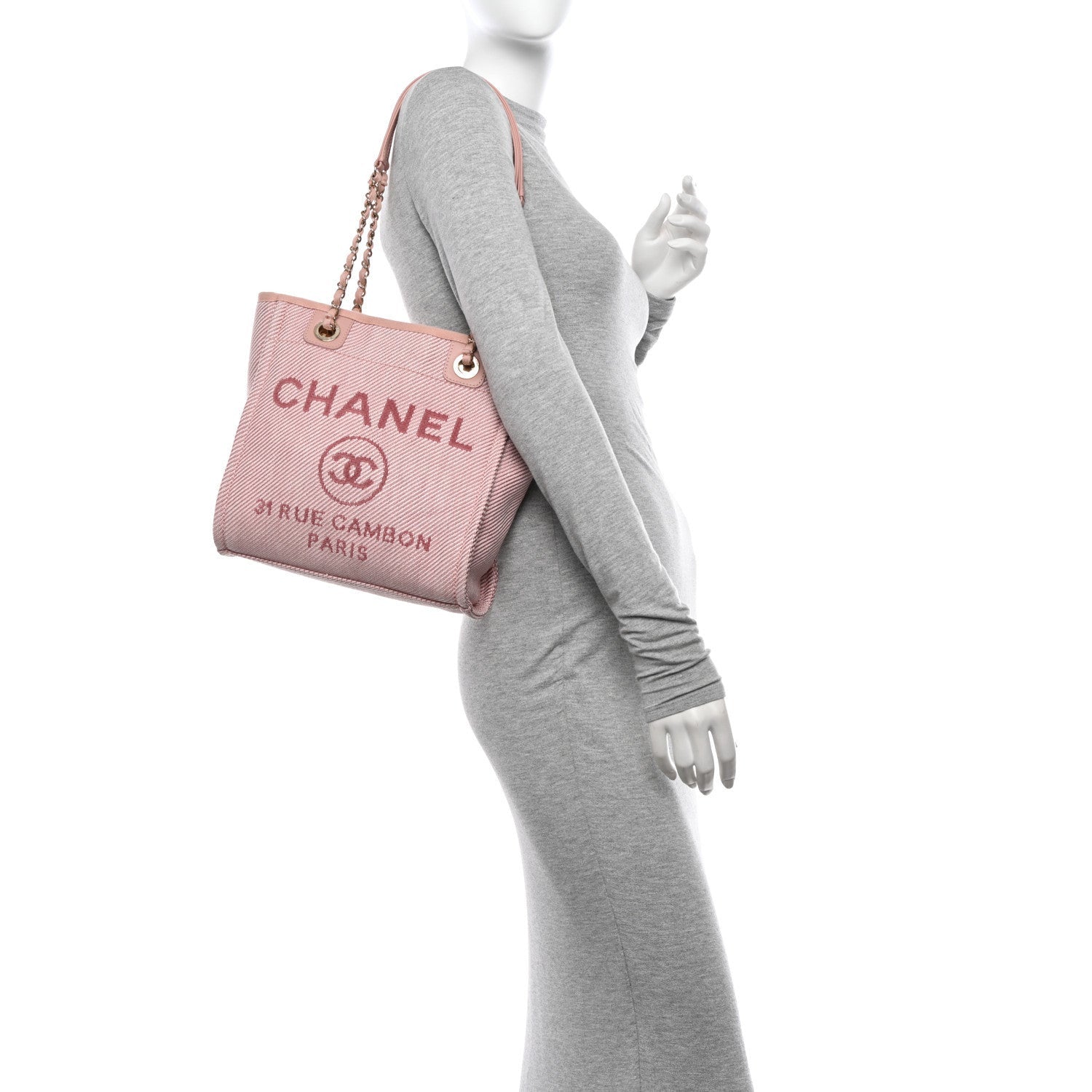 Chanel Mixed Fibers Calfskin Mini Deauville Tote Rose Pink 2 of 7