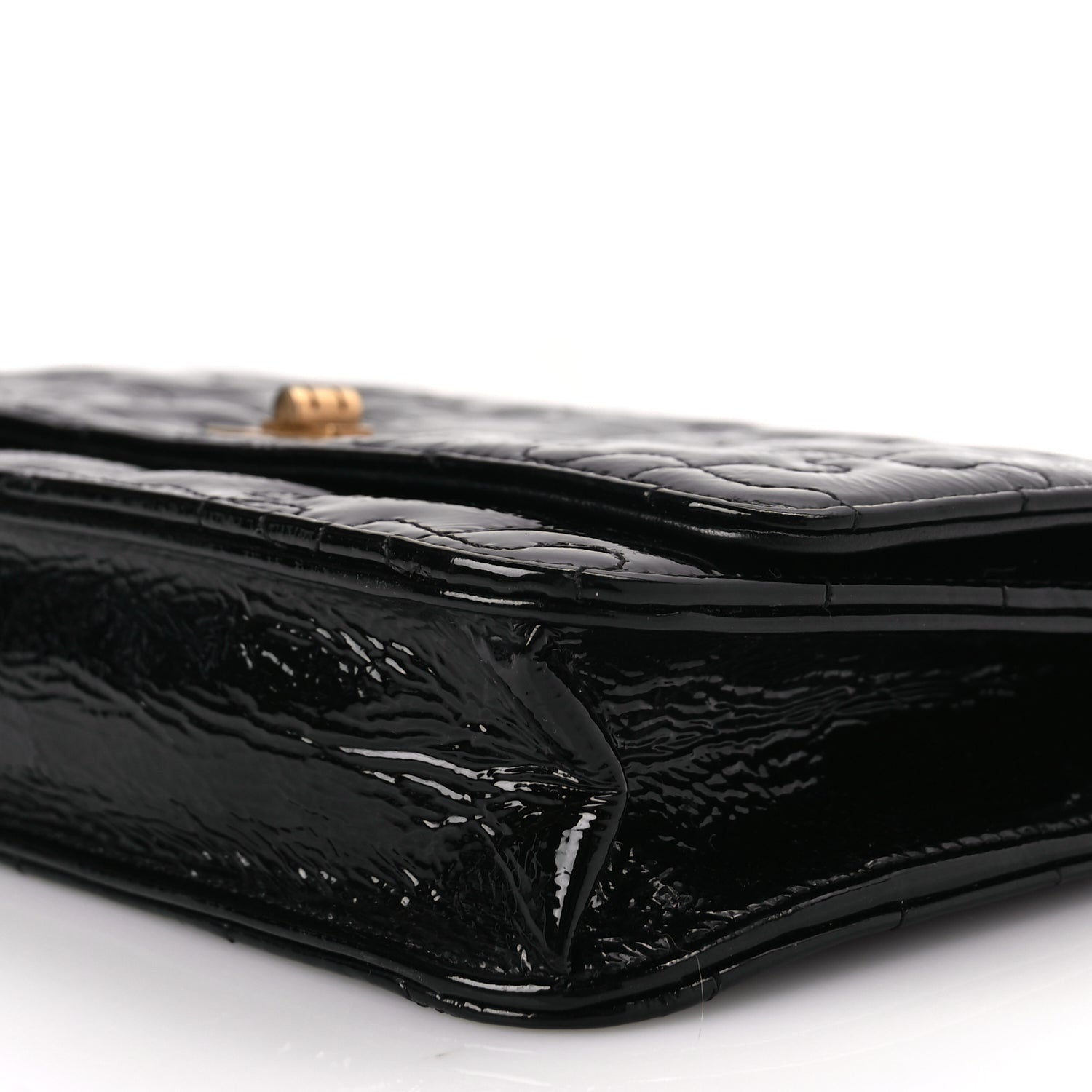 Chanel Crackled Patent Calfskin Puzzle Reissue Wallet On Chain WOC Black 9 of 9