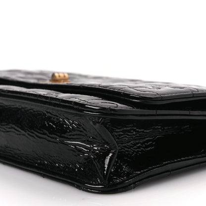 Chanel Crackled Patent Calfskin Puzzle Reissue Wallet On Chain WOC Black 9 of 9
