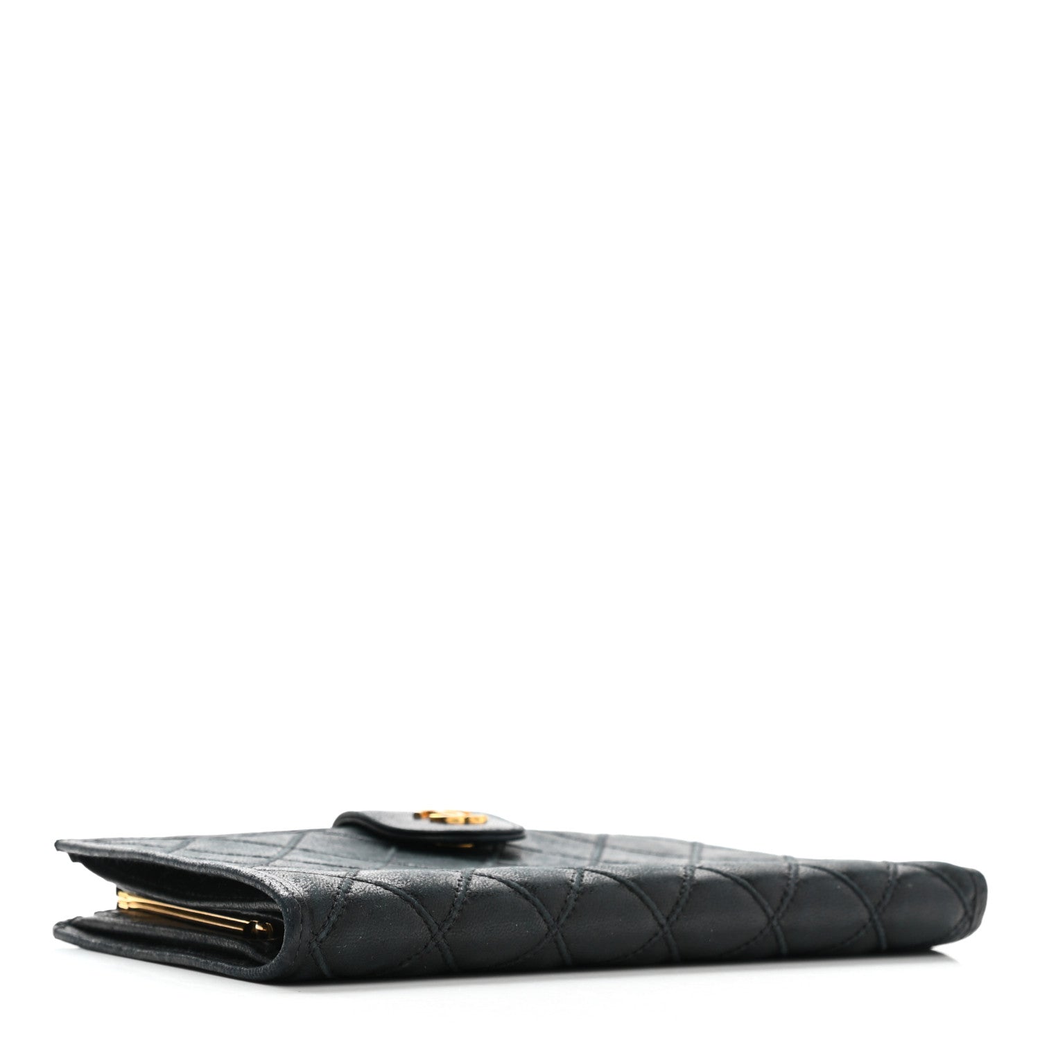 Chanel Lambskin Diamond Stitched French Wallet Black 4 of 11