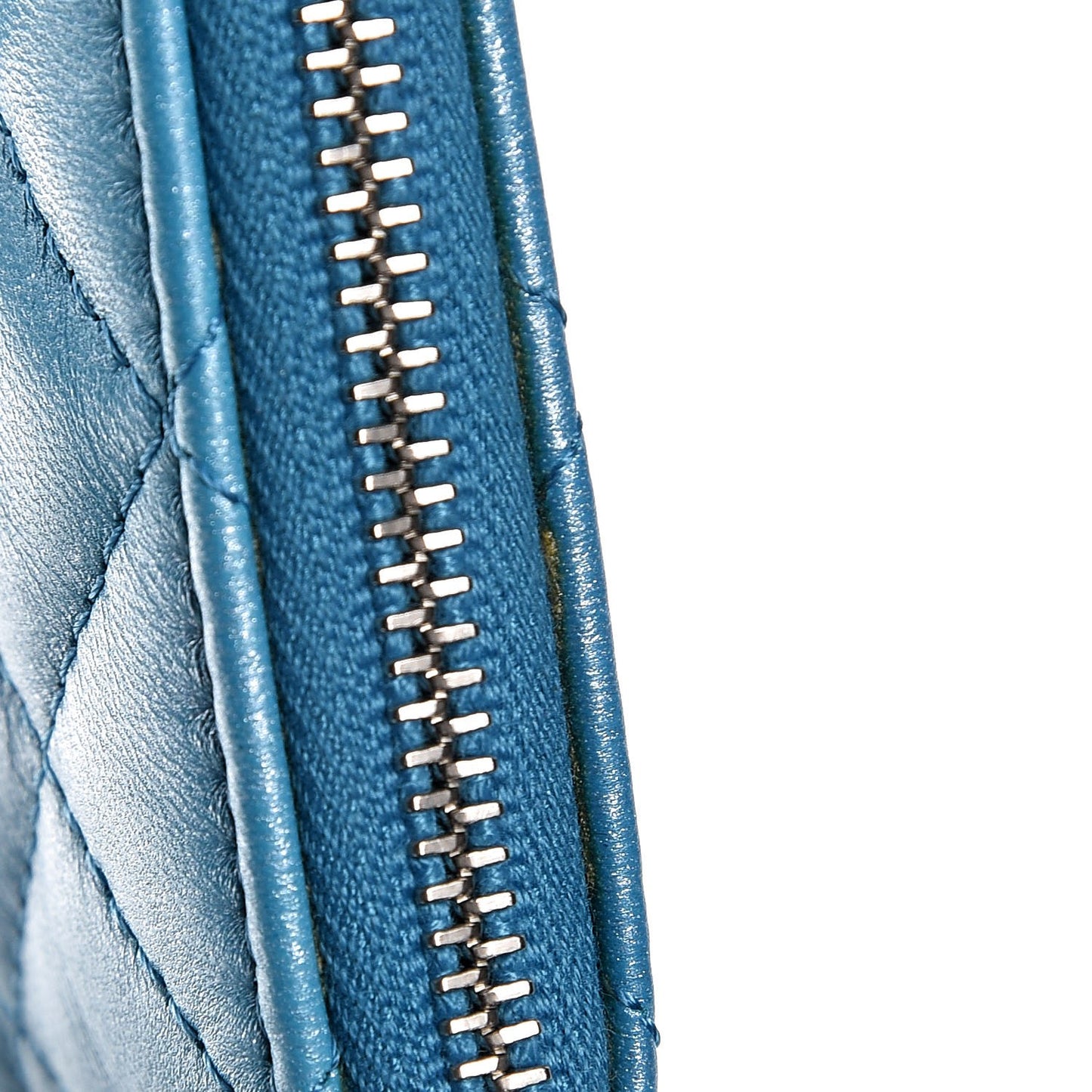 Metallic Lambskin Small Cosmetic Case Turquoise