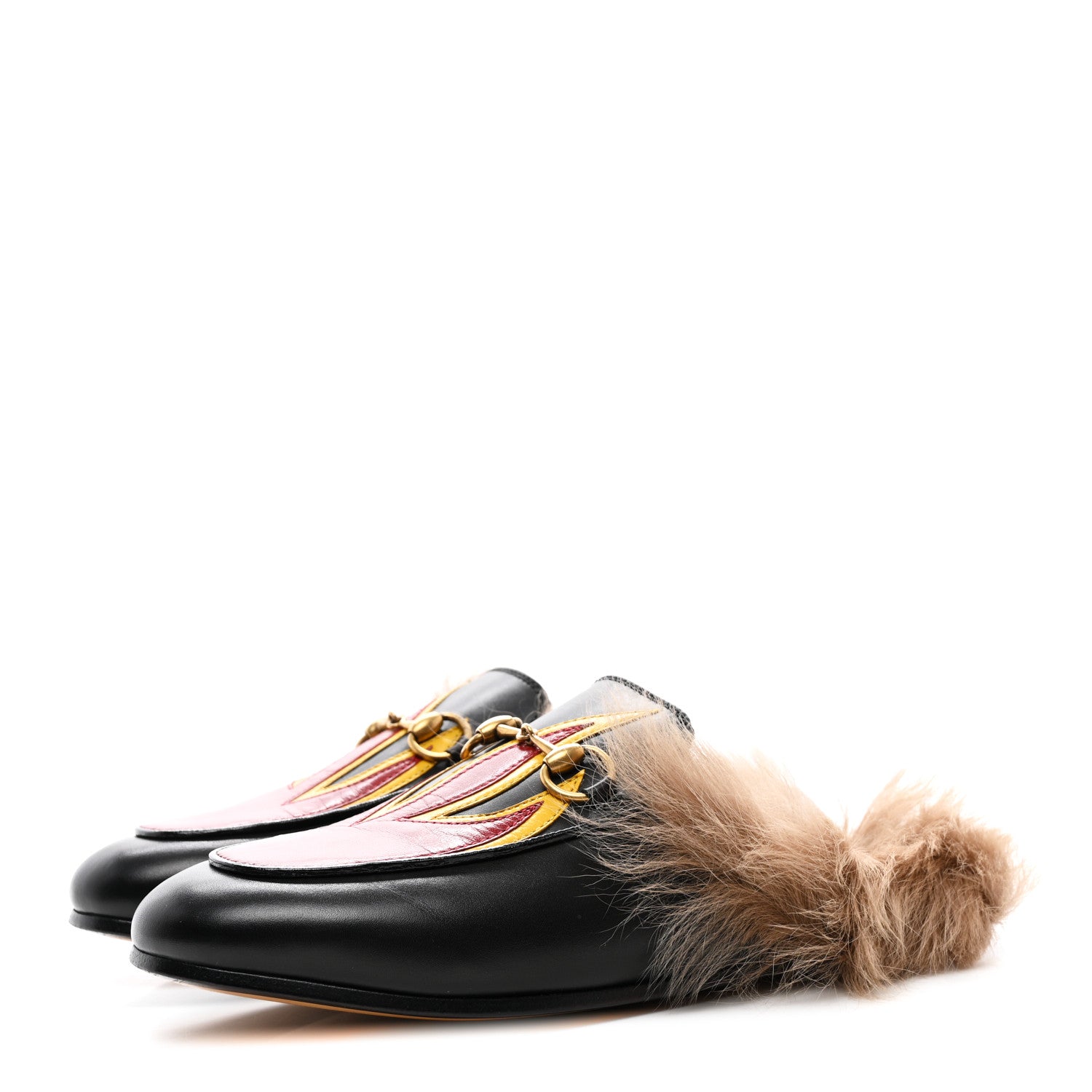 Gucci Calfskin Fur Flame Princetown Slippers 35 Black 3 of 8