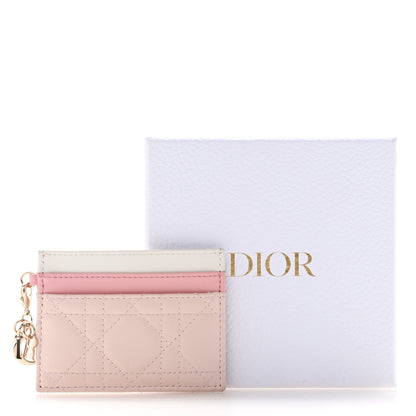 Christian Dior Lambskin Cannage Lady Dior Three-Tone Five-Slots Card Holder Powder Pink Melocoton Pink Latte 11 of 11