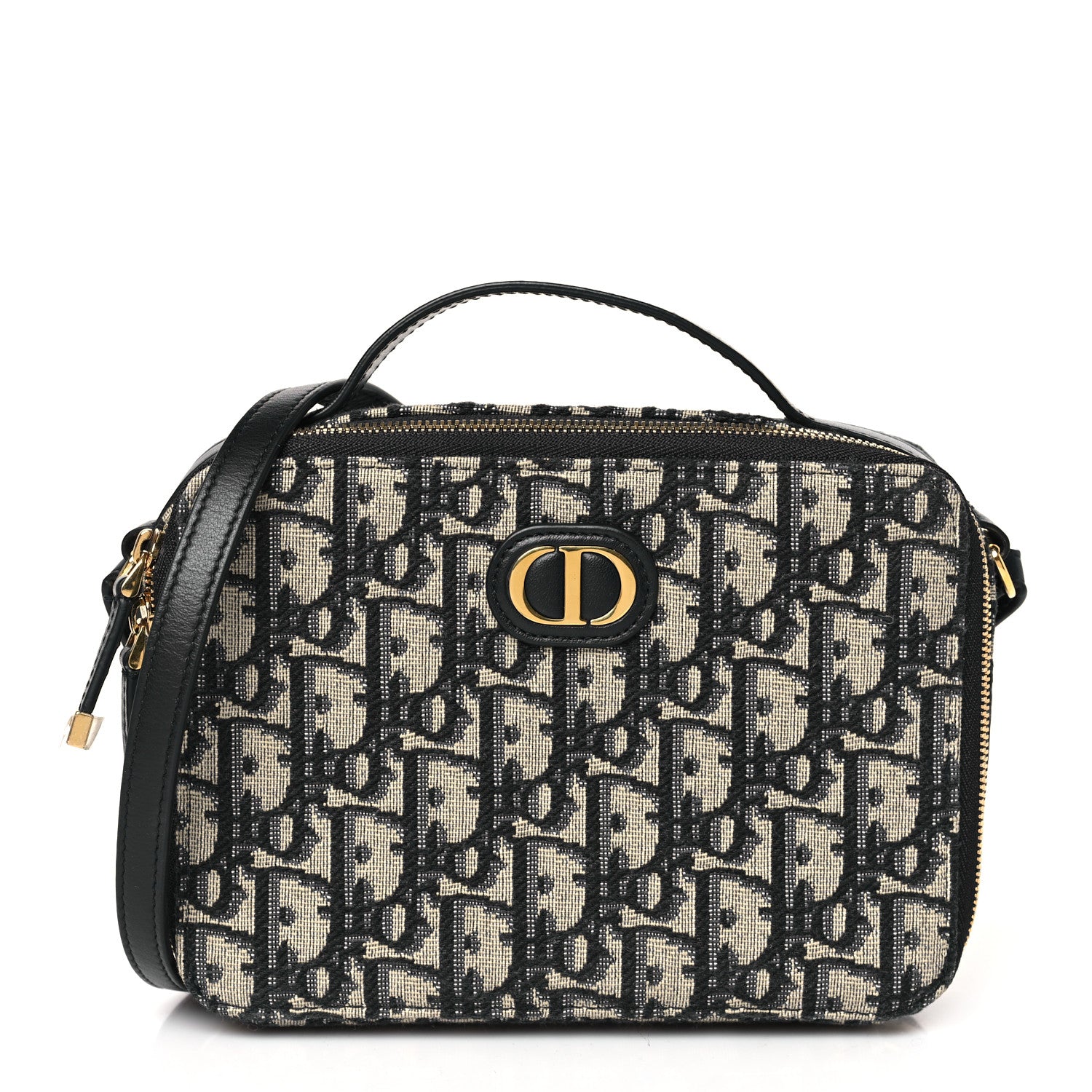 Christian Dior Oblique 30 Montaigne Top Handle Box Bag Blue 1 of 9