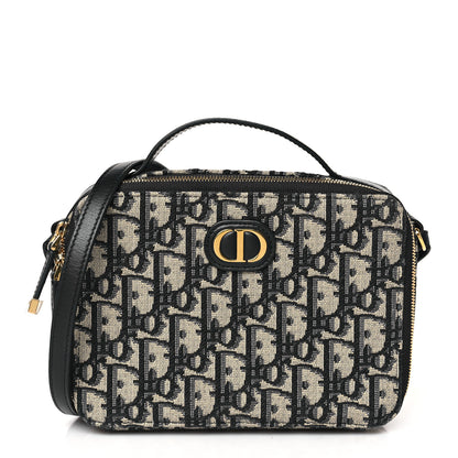 Christian Dior Oblique 30 Montaigne Top Handle Box Bag Blue 1 of 9