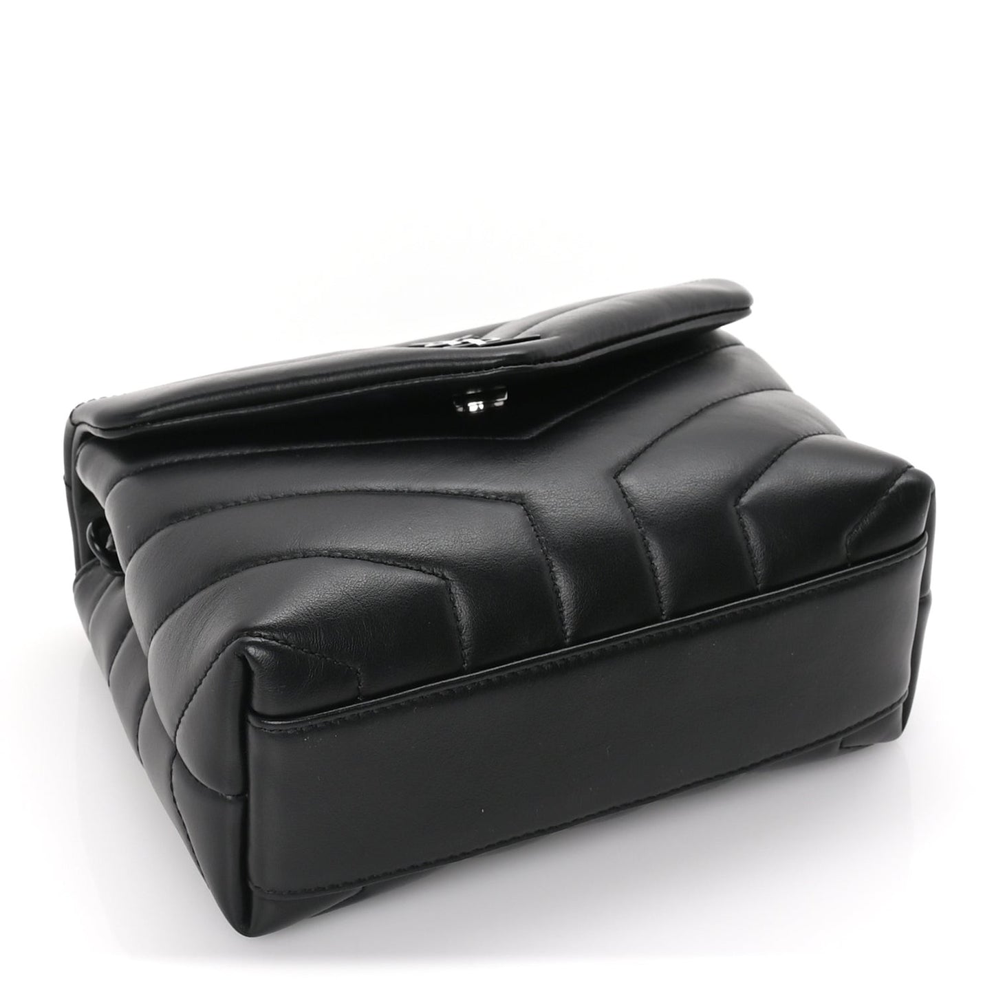 Calfskin Y Quilted Monogram Monochrome Toy Loulou Crossbody Bag Black