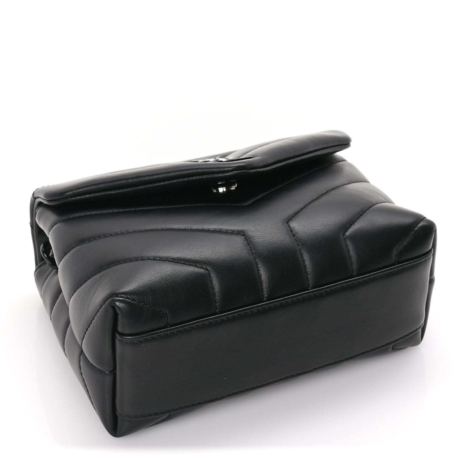 Saint Laurent Calfskin Y Quilted Monogram Monochrome Toy Loulou Crossbody Bag Black 3 of 8