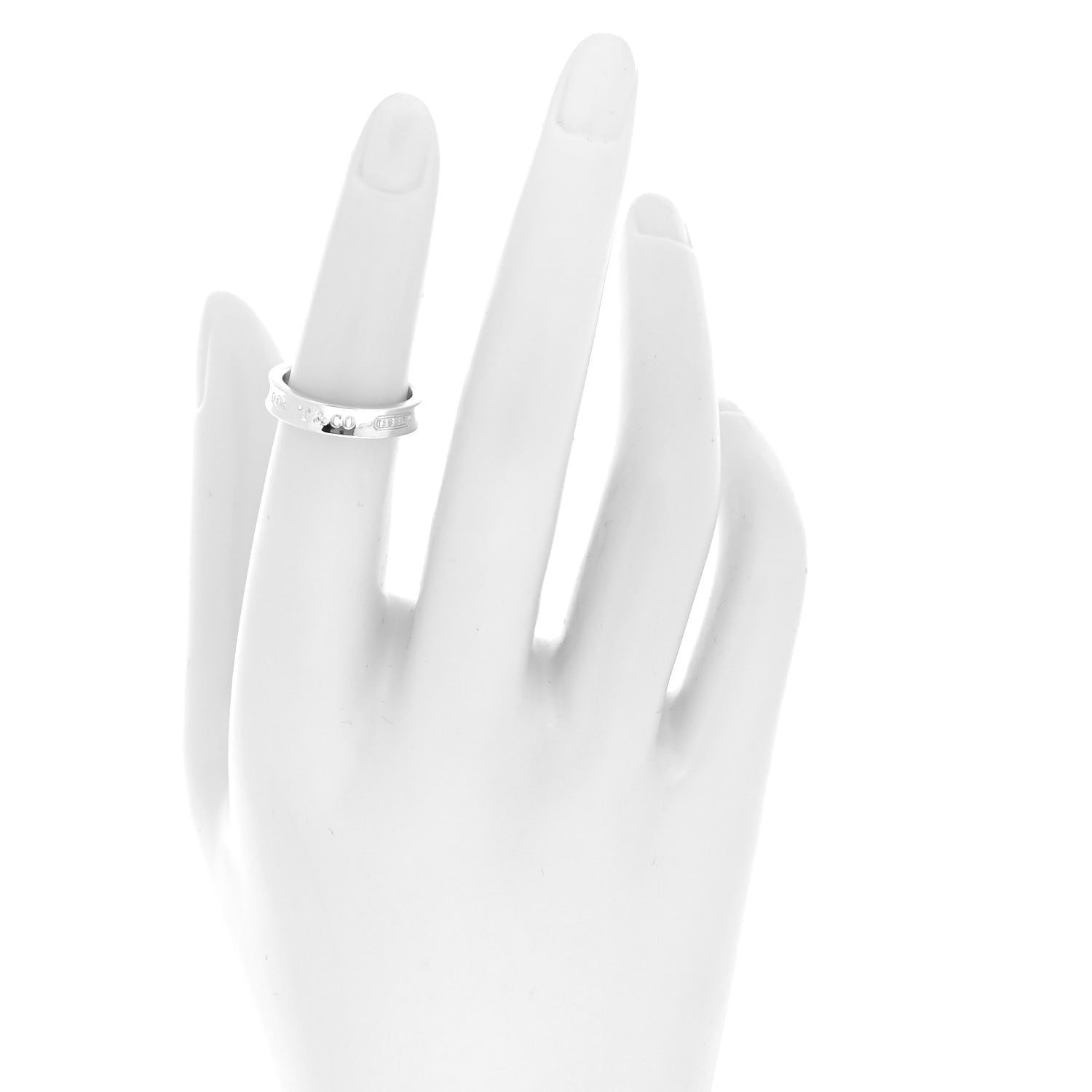 Tiffany Sterling Silver Narrow 1837 Band Ring 49 4.75 2 of 4