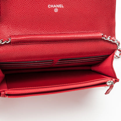 Chanel Caviar Quilted Wallet On Chain WOC Red 5 of 8