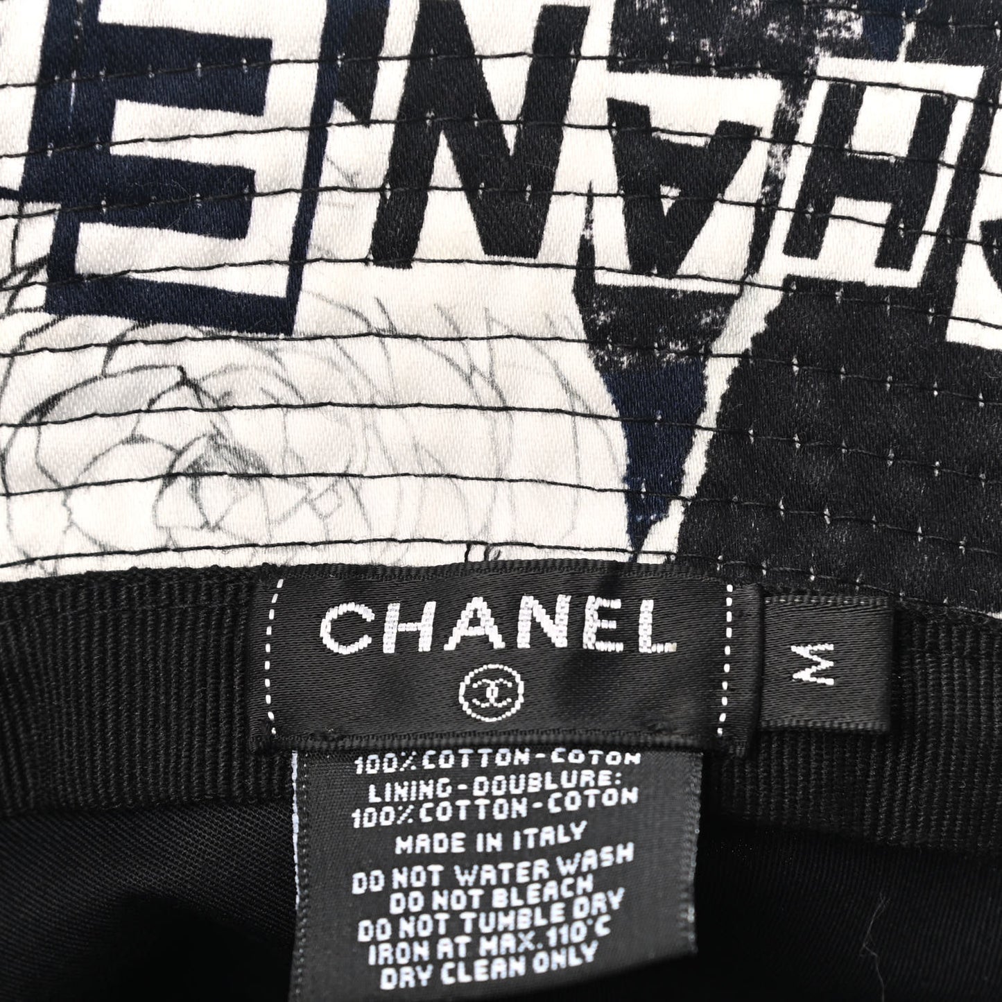 Cotton Coco Print Bucket Hat M Navy Black White