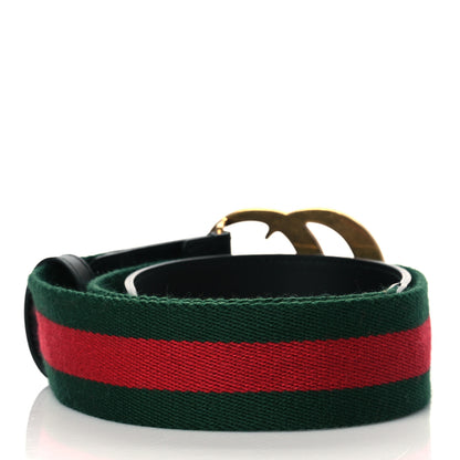 Gucci Nylon Calfskin Double G Web 40mm Belt 85 34 Green Red Black 3 of 6