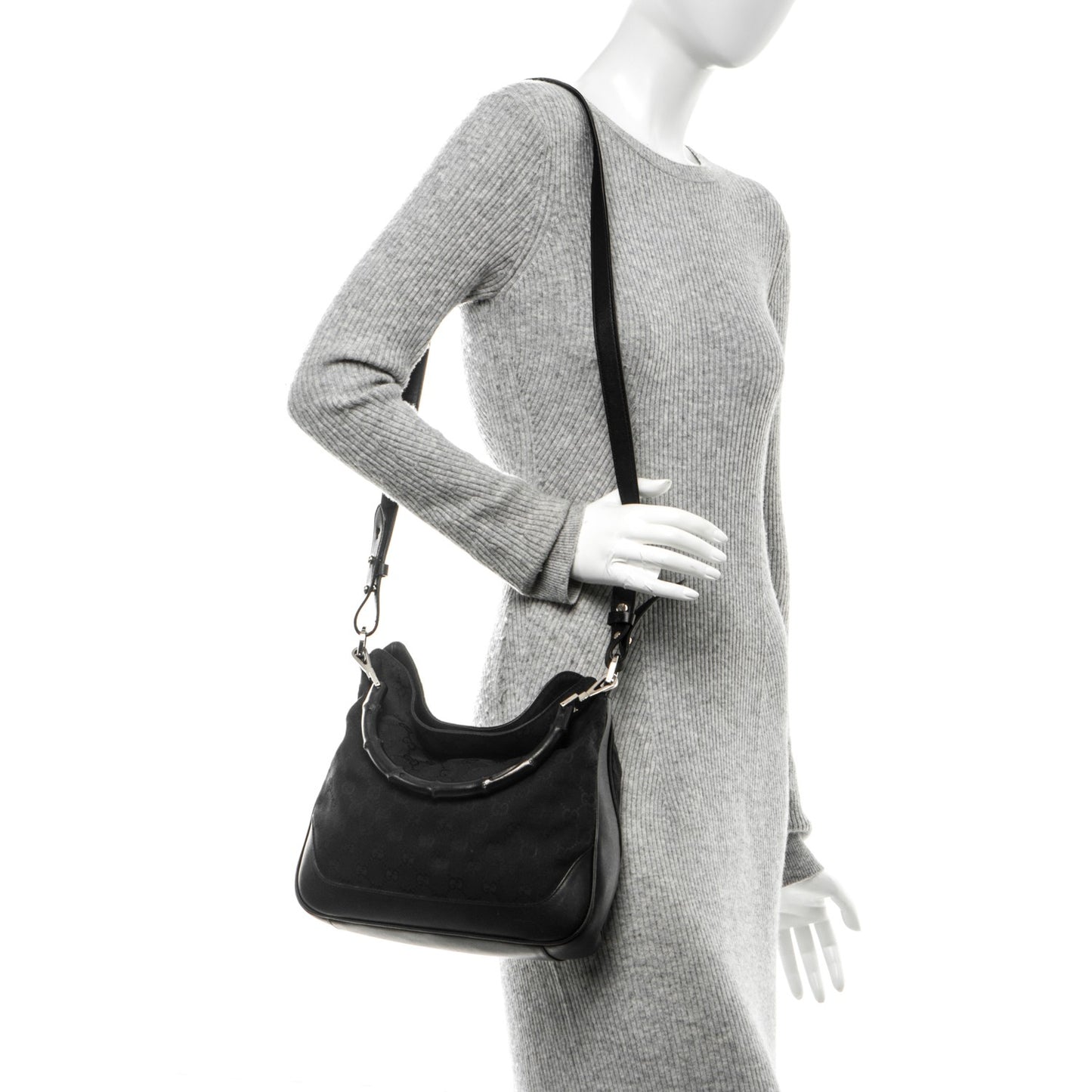 Monogram Bamboo Top Handle Bag Black