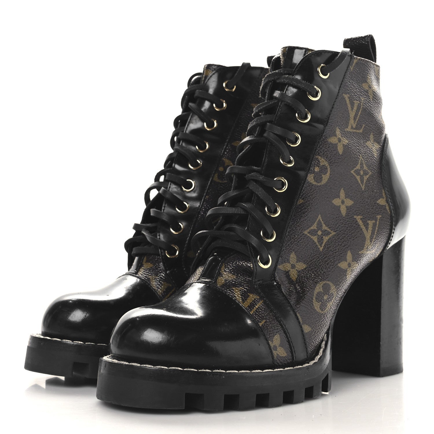 Louis Vuitton Patent Calfskin Monogram Star Trail Ankle Boots Black 4 of 7