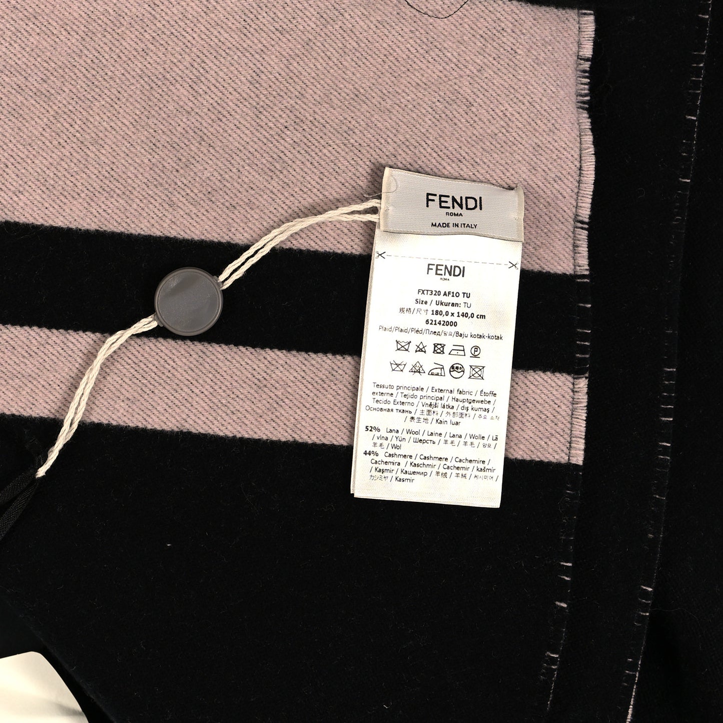 Wool Cashmere Logo Scarf Pink Black