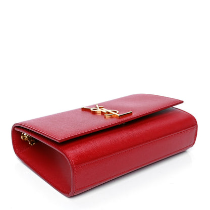 Saint Laurent Grain De Poudre Small Monogram Kate Satchel Red 3 of 4