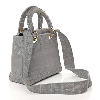 Christian Dior Canvas Embroidered Cannage Lady D-Lite Gray 2 of 8